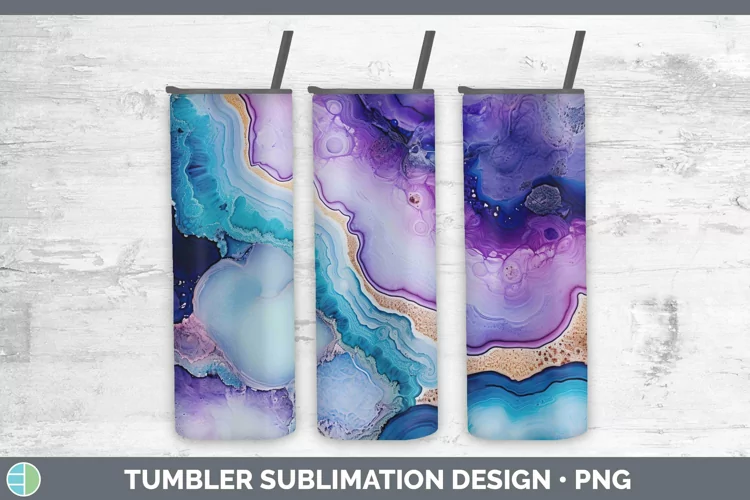 Watercolor Geode Tumbler Sublimation 20 oz Skinny Tumbler De