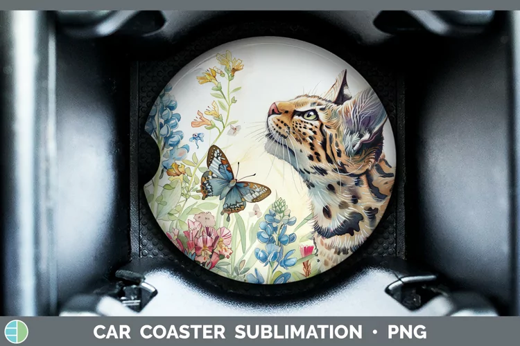 Watercolor Geoffroys Cat Car Coaster Sublimation Coaster Des