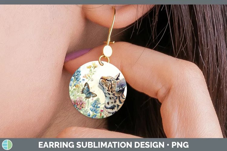 Watercolor Geoffroys Cat Round Earrings Sublimation Earrings