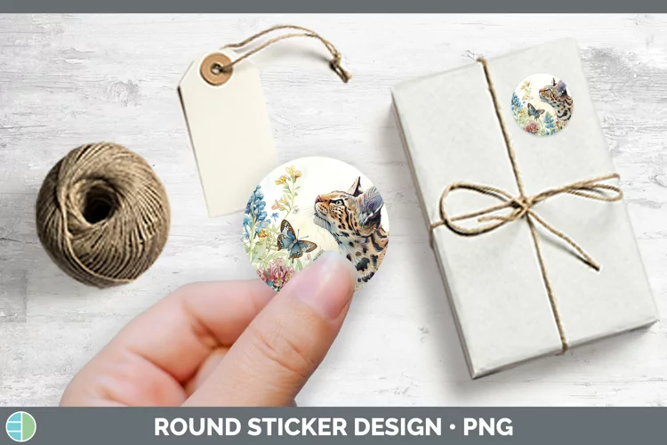 Watercolor Geoffroys Cat Stickers | Round Labels Designs