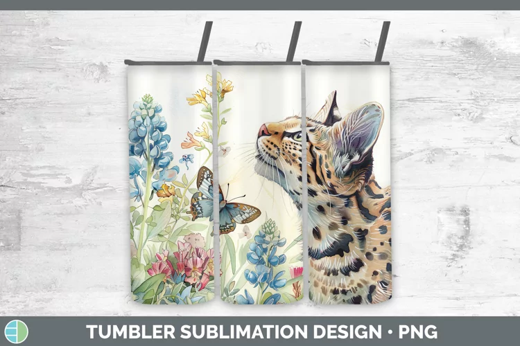 Watercolor Geoffroys Cat Tumbler Sublimation 20 oz Skinny Tu
