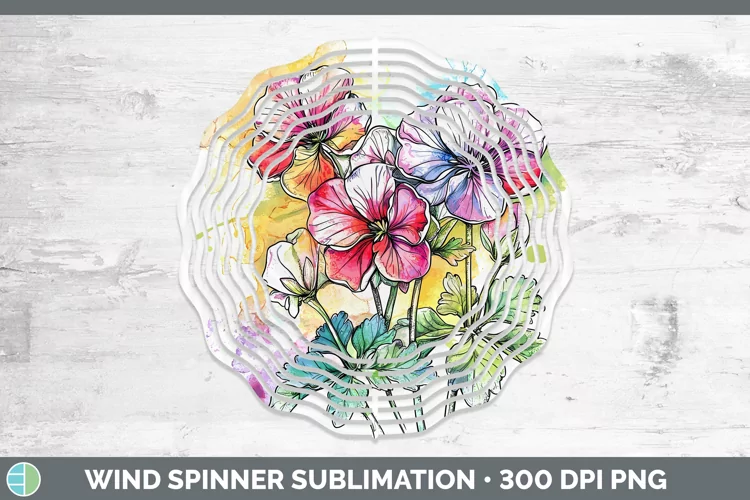 Watercolor Geranium Wind Spinner Sublimation Spinner Designs