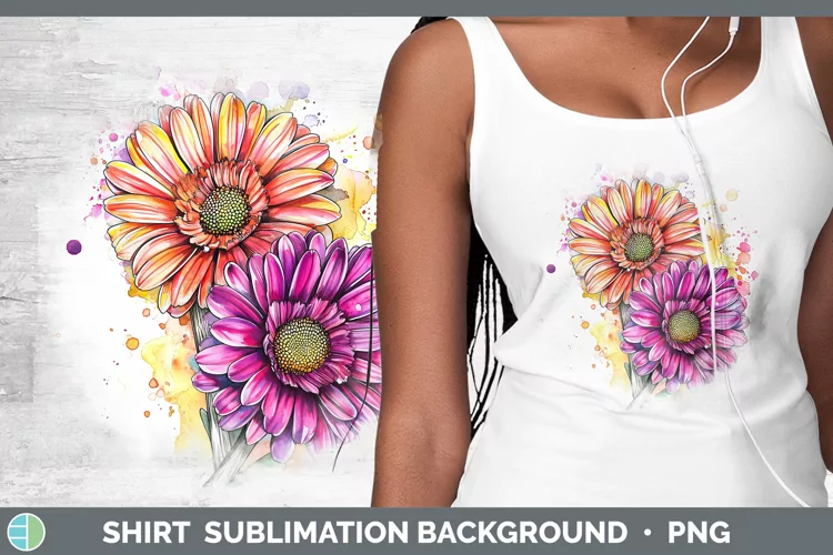 Watercolor Gerbera Daisy Shirt Sublimation Sublimation Backg