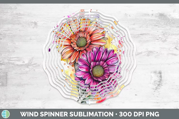 Watercolor Gerbera Daisy Wind Spinner Sublimation Spinner De
