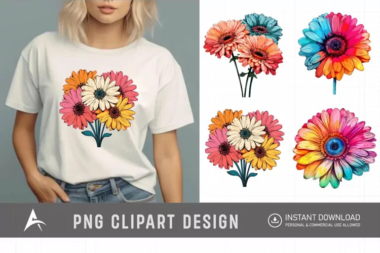 Watercolor Gerbera Flowers Clipart