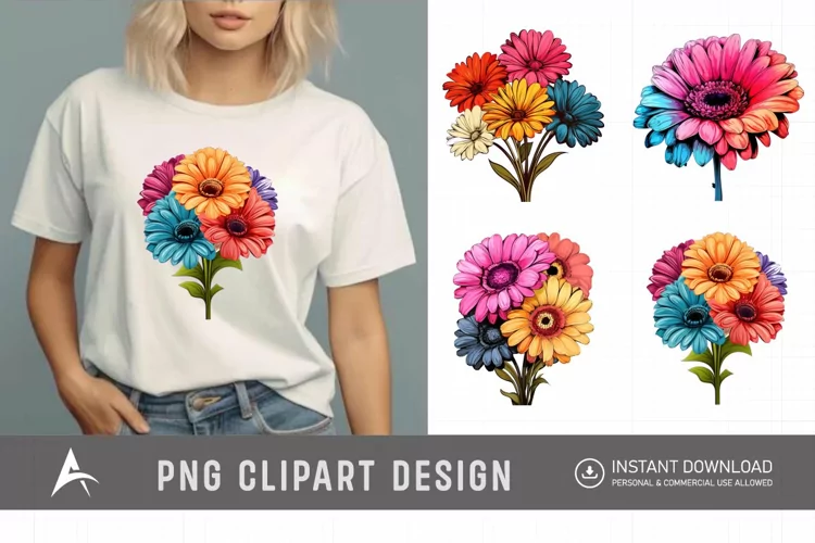 Watercolor Gerbera Flowers Clipart