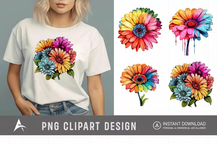 Watercolor Gerbera Flowers Clipart