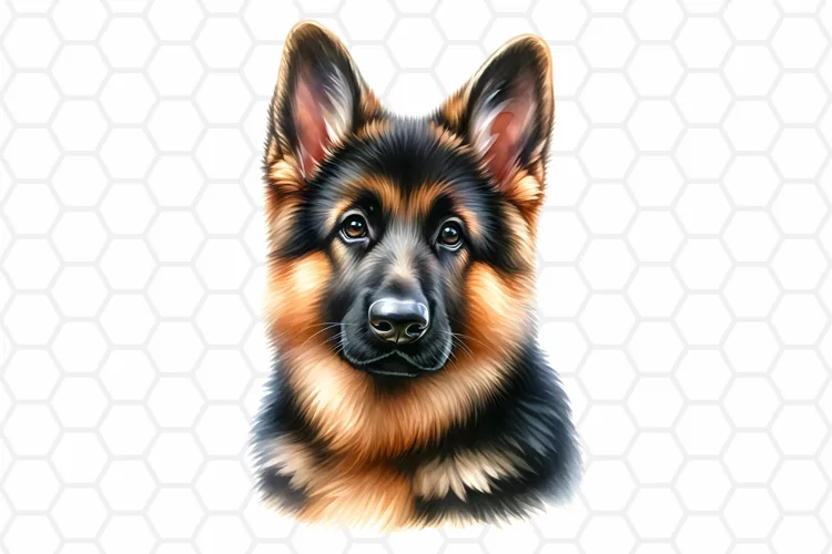 Watercolor German Shepherd Clipart, Dog Sublimation PNG