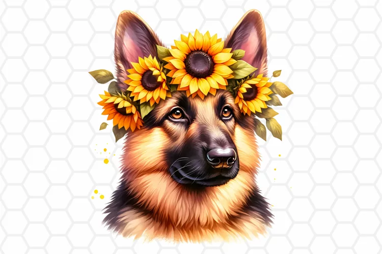 Watercolor German Shepherd Clipart, Sublimation PNG Design