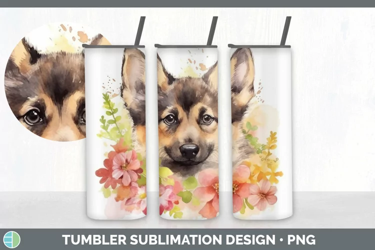 Watercolor German Shepherd Dog Tumbler | Sublimation 20 oz S