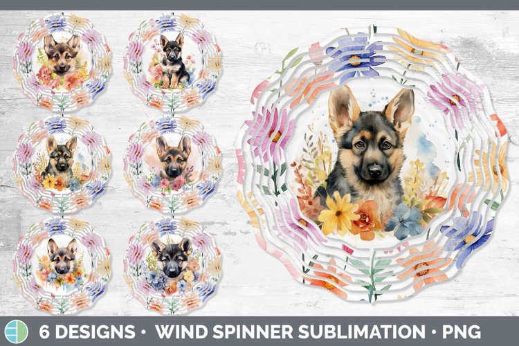 Watercolor German Shepherd Dog Wind Spinner | Sublimation Sp