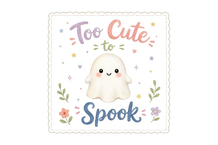 Watercolor Ghost Too Cute To Spook PNG example image 1