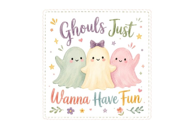 Watercolor Ghosts Ghouls Wanna Have Fun example image 1