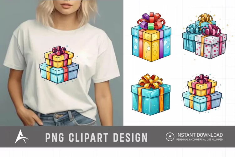 Watercolor Gift Boxes Clipart