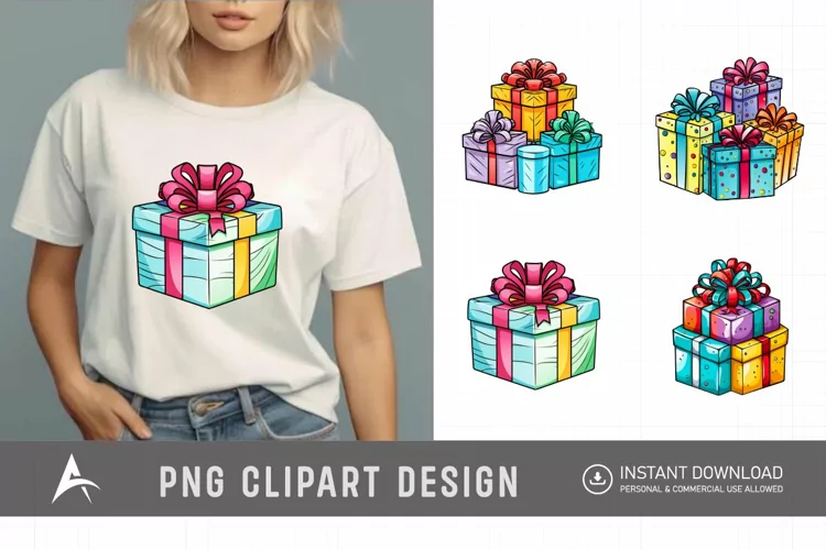 Watercolor Gift Boxes Clipart