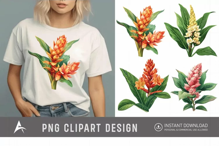 Watercolor Ginger Flower Plant Clipart