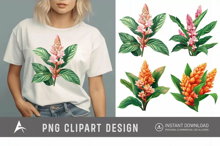 Watercolor Ginger Flower Plant Clipart