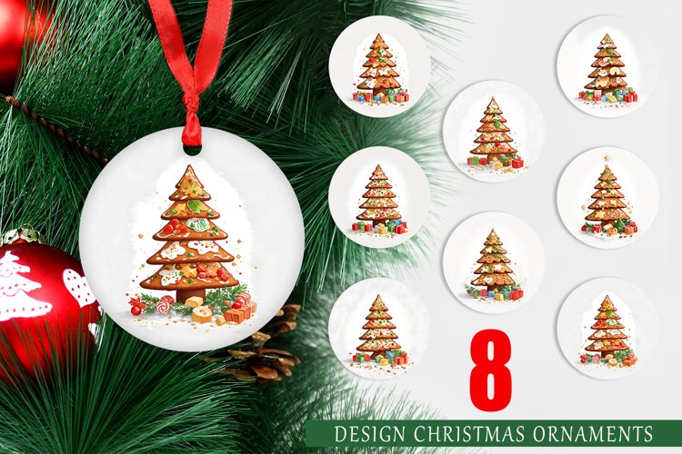 Christmas Ornaments Watercolor Gingerbread Tree