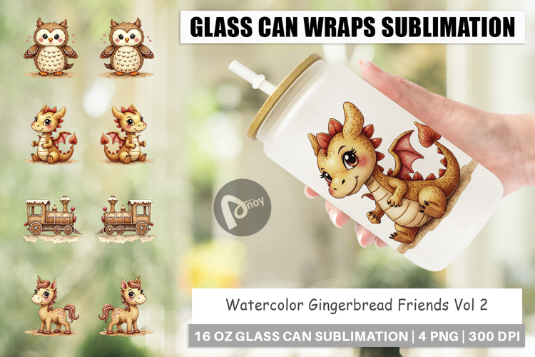 Gingerbread Friends Glass Can