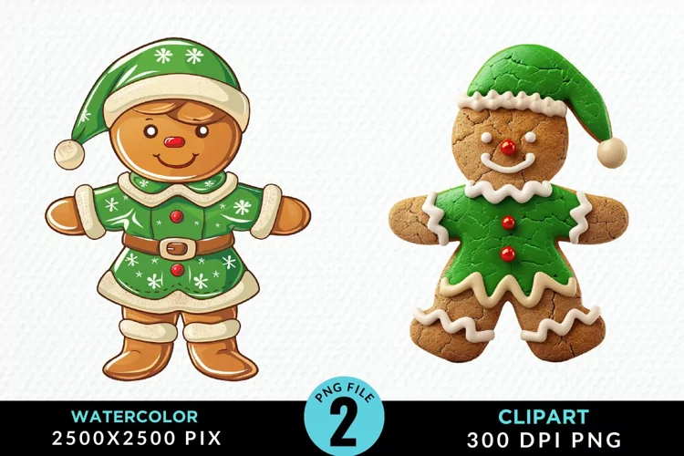 Watercolor Gingerbread Girl Graphic Clipart