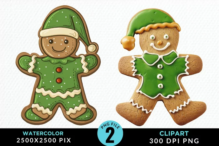 Watercolor Gingerbread Girl Graphic Clipart