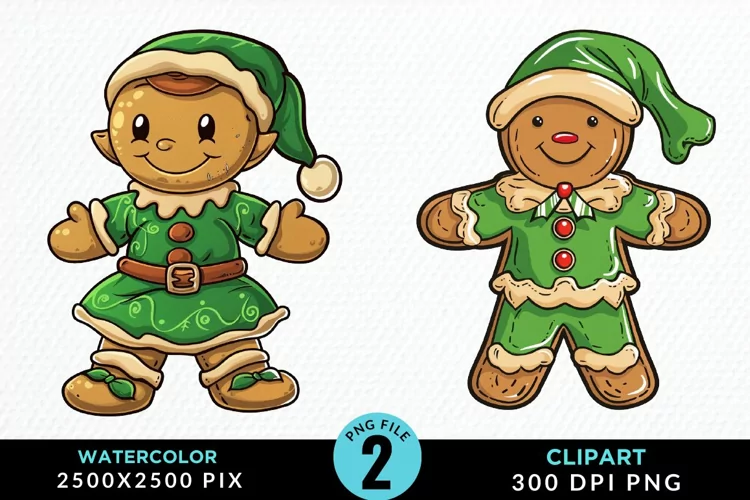 Watercolor Gingerbread Girl Graphic Clipart