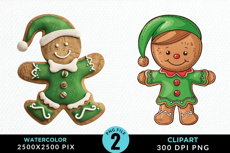 Watercolor Gingerbread Girl Graphic Clipart