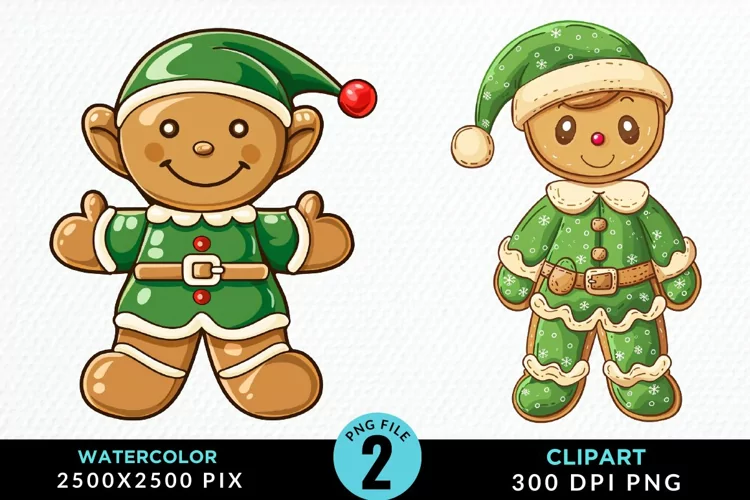 Watercolor Gingerbread Girl Graphic Clipart