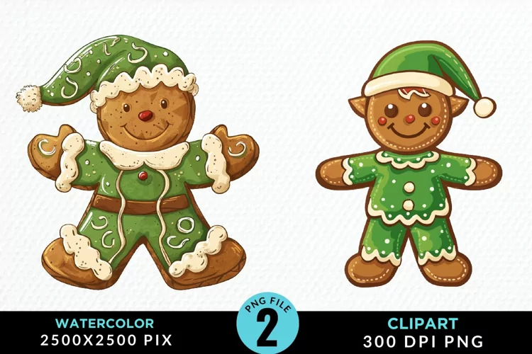 Watercolor Gingerbread Girl Graphic Clipart