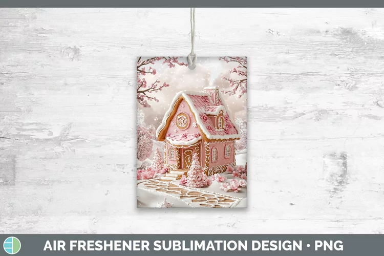 Watercolor Gingerbread House Air Freshener Sublimation Car F