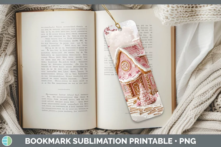 Watercolor Gingerbread House Bookmark Sublimation Printable