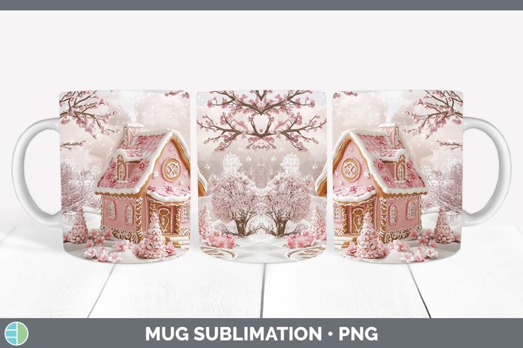 Watercolor Gingerbread House Mug Wrap Sublimation Coffee Cup