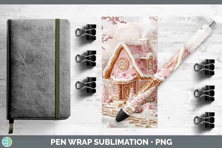Watercolor Gingerbread House Pen Wrap Sublimation Pen Design