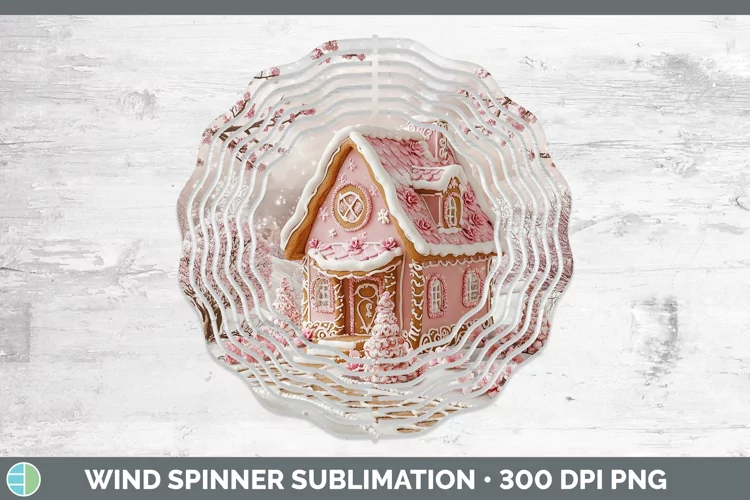 Watercolor Gingerbread House Wind Spinner Sublimation Spinne