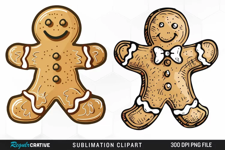 Watercolor Gingerbread Man Fun Clipart