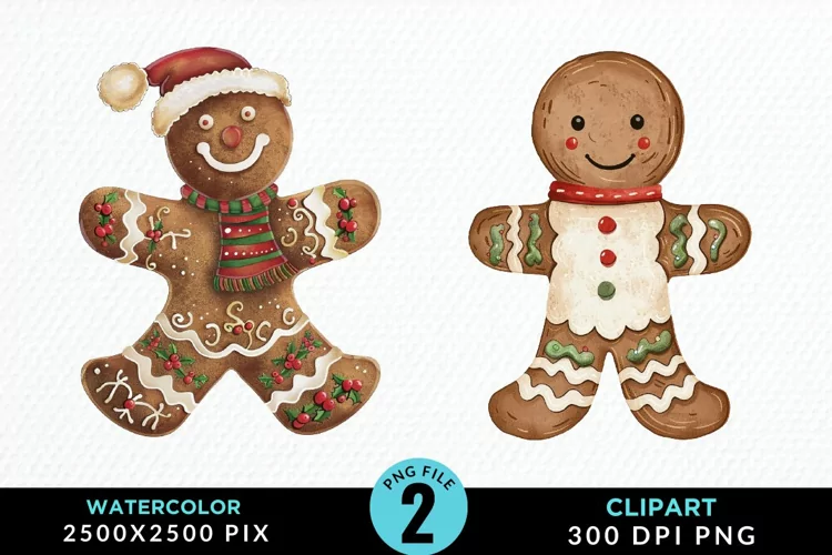 Watercolor Gingerbread Man Art Clipart