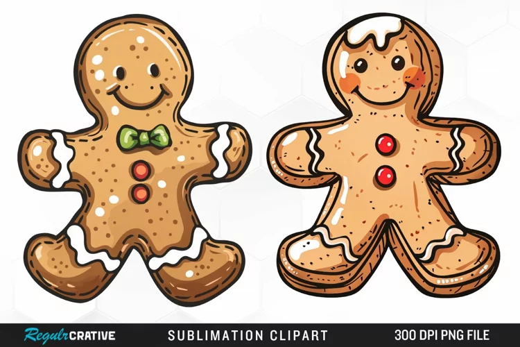 Watercolor Gingerbread Man Fun Clipart