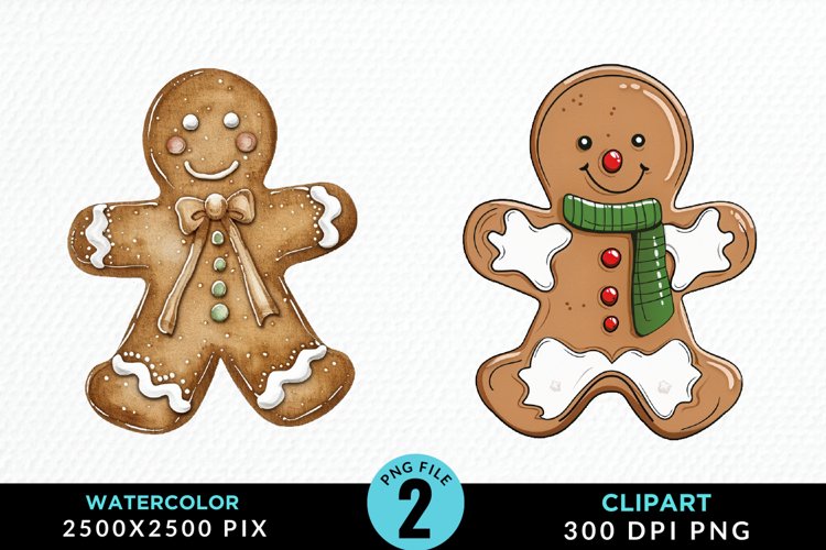 Watercolor Gingerbread Man Art Clipart