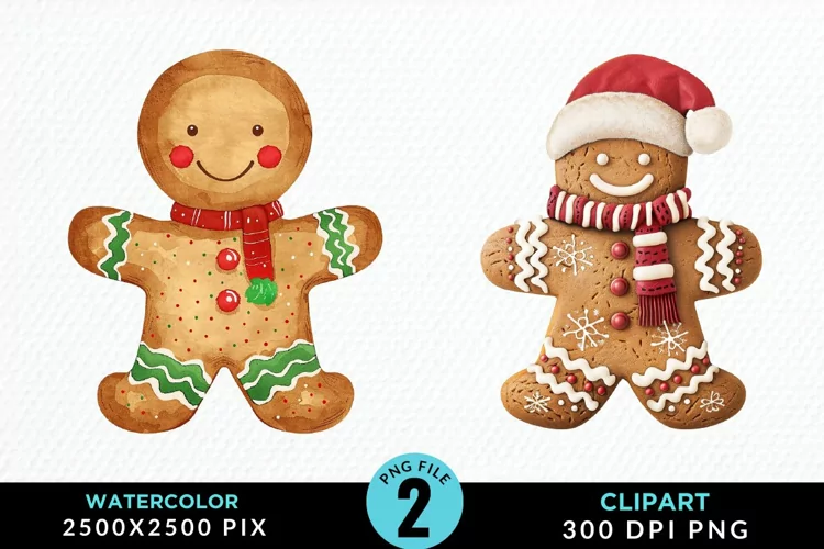 Watercolor Gingerbread Man PNG Clipart
