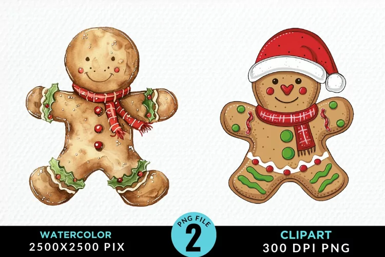 Watercolor Gingerbread Man PNG Clipart