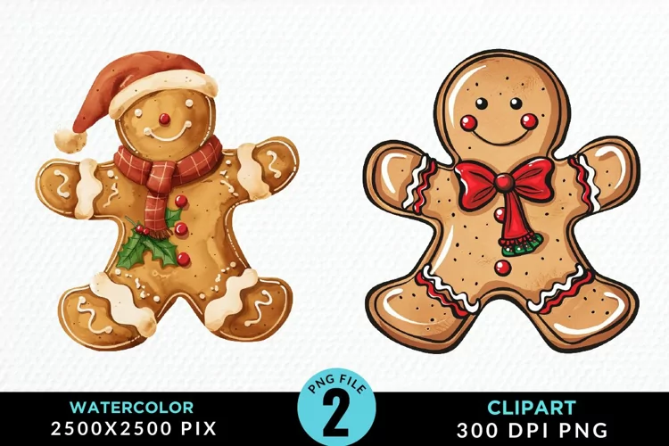 Watercolor Gingerbread Man Art Clipart