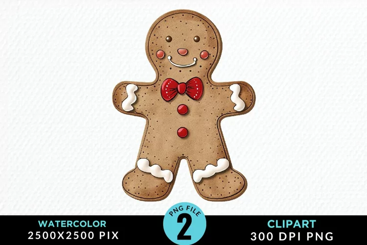 Watercolor Gingerbread Man PNG Clipart