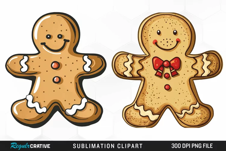 Watercolor Gingerbread Man Fun Clipart