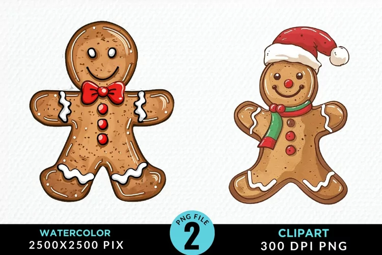 Watercolor Gingerbread Man Art Clipart