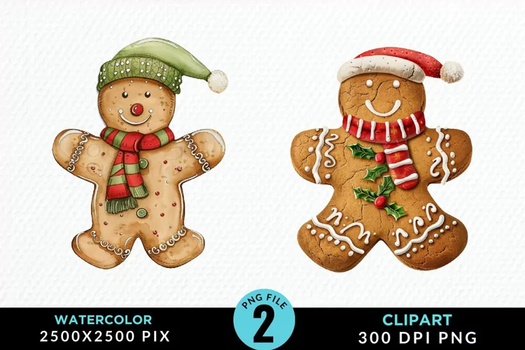 Watercolor Gingerbread Man Art Clipart