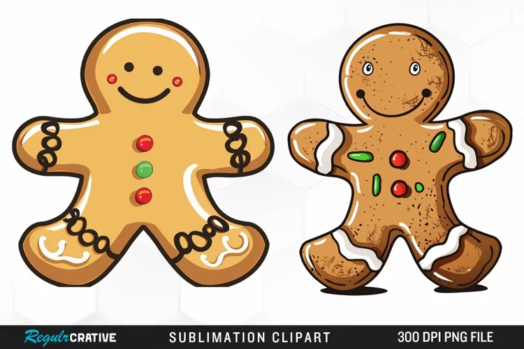 Watercolor Gingerbread Man Fun Clipart