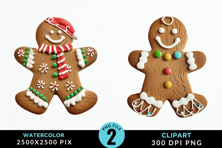 Watercolor Gingerbread Man PNG Clipart