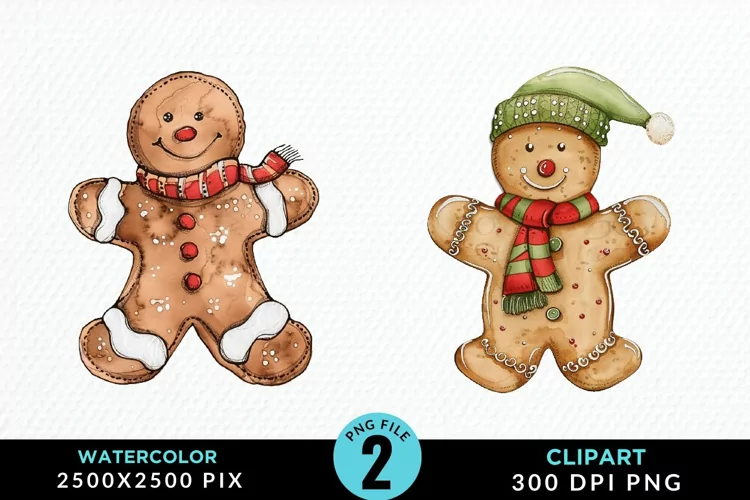 Watercolor Gingerbread Man Art Clipart