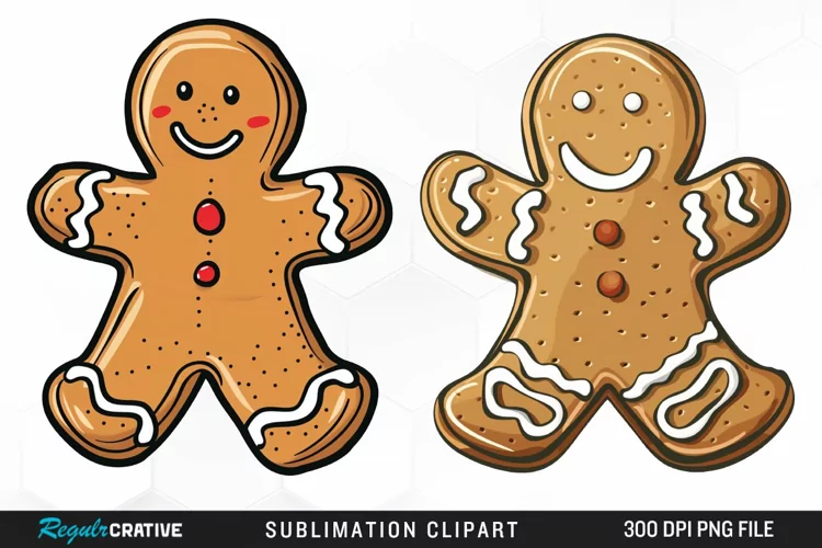 Watercolor Gingerbread Man Fun Clipart