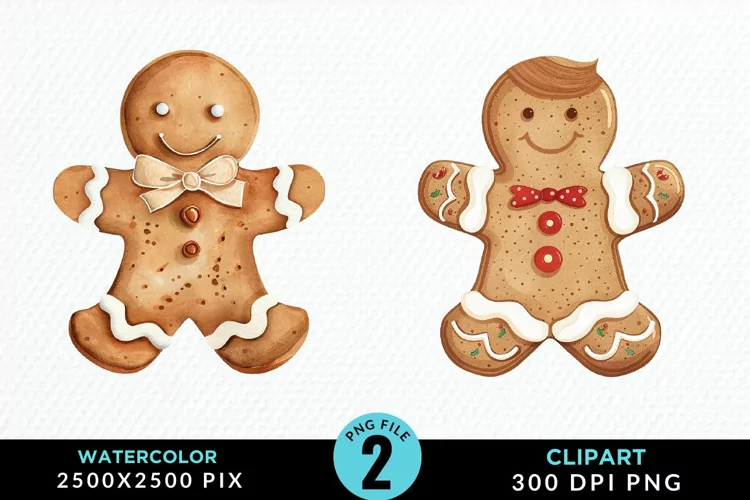 Watercolor Gingerbread Man PNG Clipart